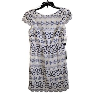 Maia NWT navy and white eyelet lace overlay cap sleeve dress size 12